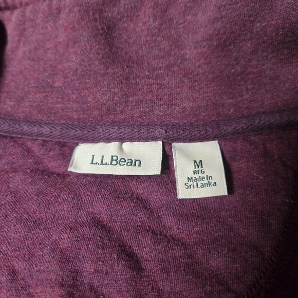 L.L. Bean Quilted Quarter-Zip Pullover Deep Wine Medium - Picture 2 of 8